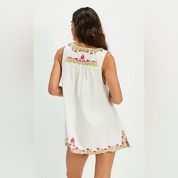 Free People tunic embroidered denim mini dress XL - Picture 2 of 7